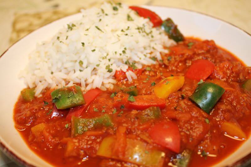 Paprikagemüse mit Seitanhack (vegan)