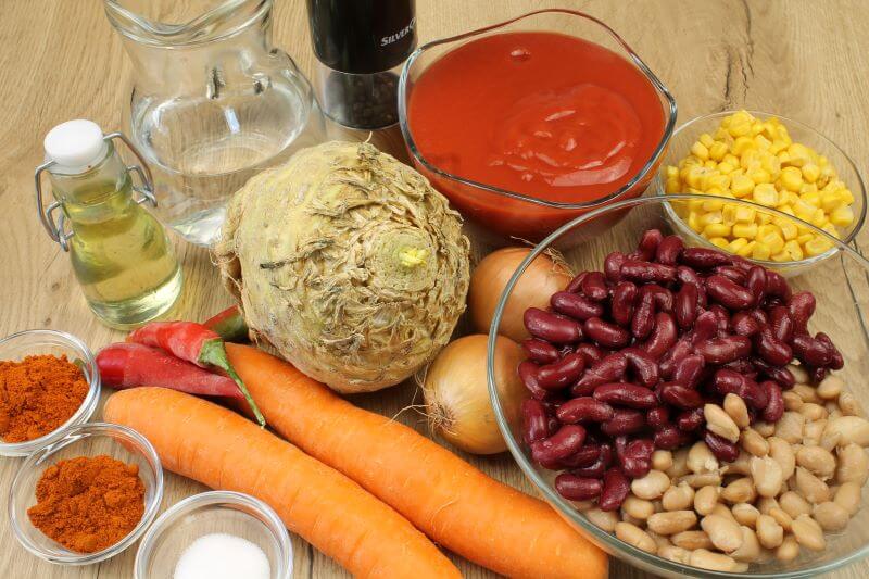 Zutaten für Chilli sin Carne